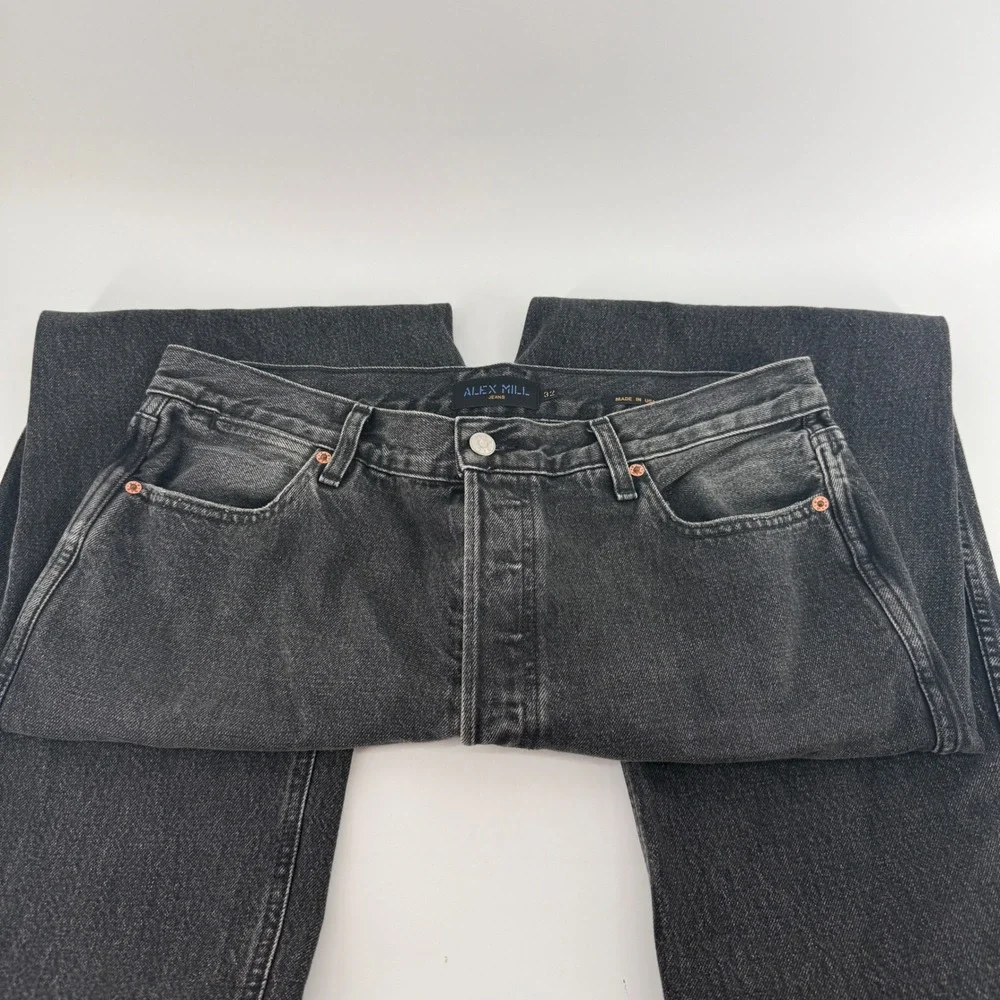 Alex Mill Jeans Mens 32 Washed Black 100% Cotton Made in USA Button Fly‎ Denim